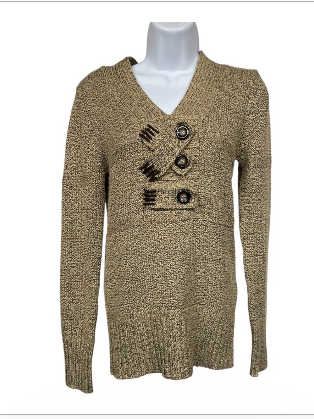 BKE tan v-neck sweater size large